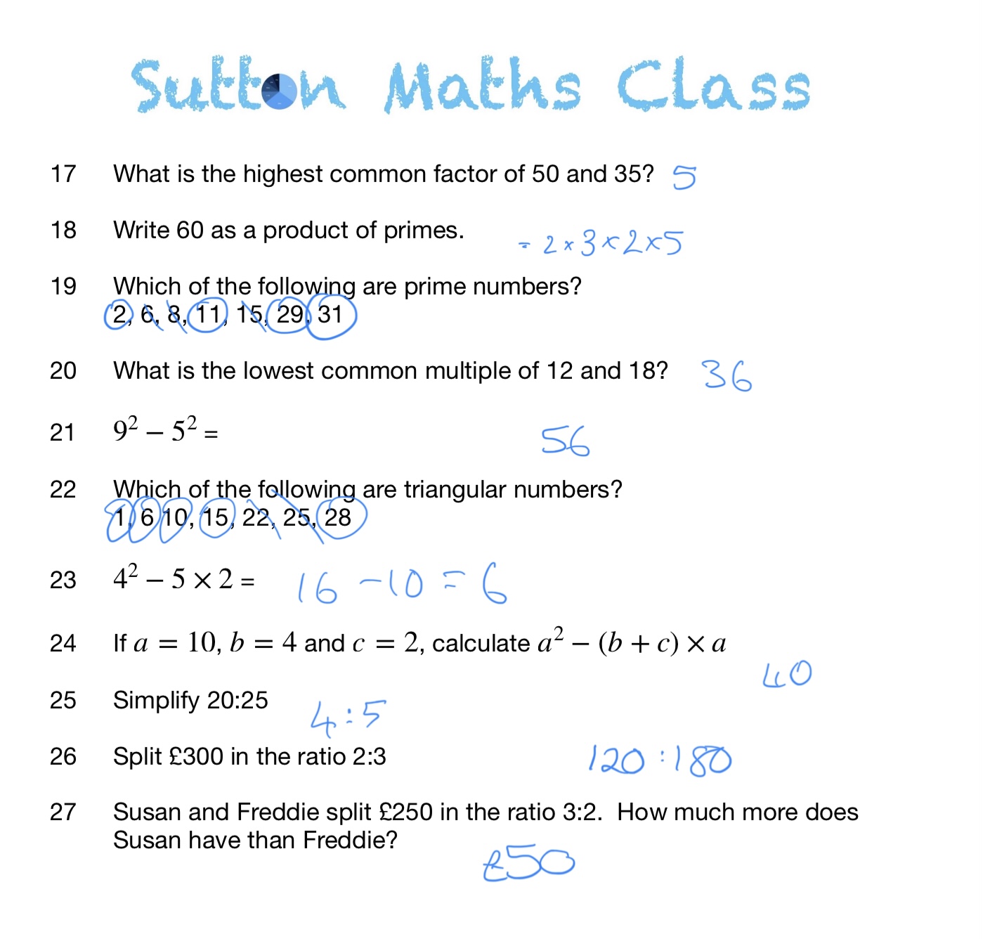 Year 5 Week 12 Homework and Answer – 11+ Maths & NVR Tuition Sutton ...